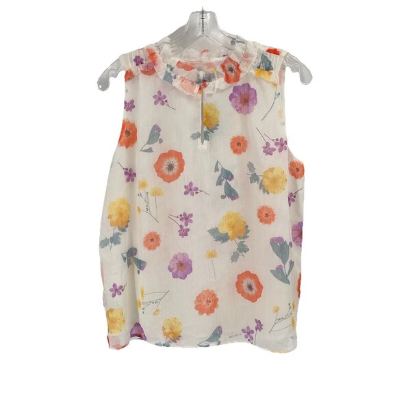 Ann Taylor Floral Sheer Gauze Sleeveless Blouse Sz Medium Petite NWT - Picture 1 of 6